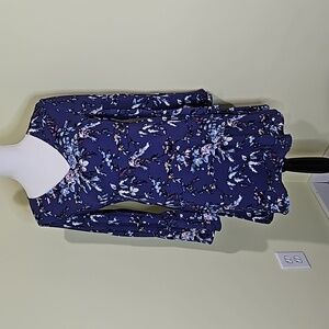 LOFT Purple Floral Dress with Bell Sleeves